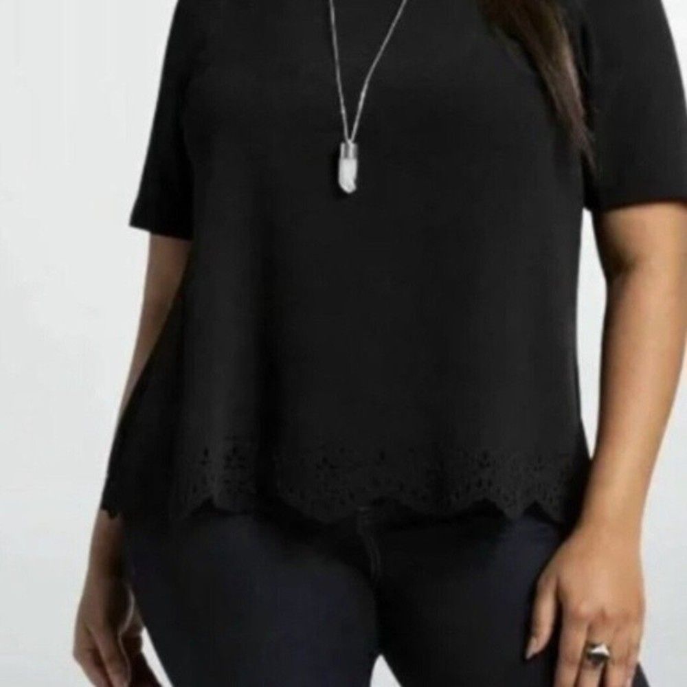 Torrid Black Lace Hem Blouse